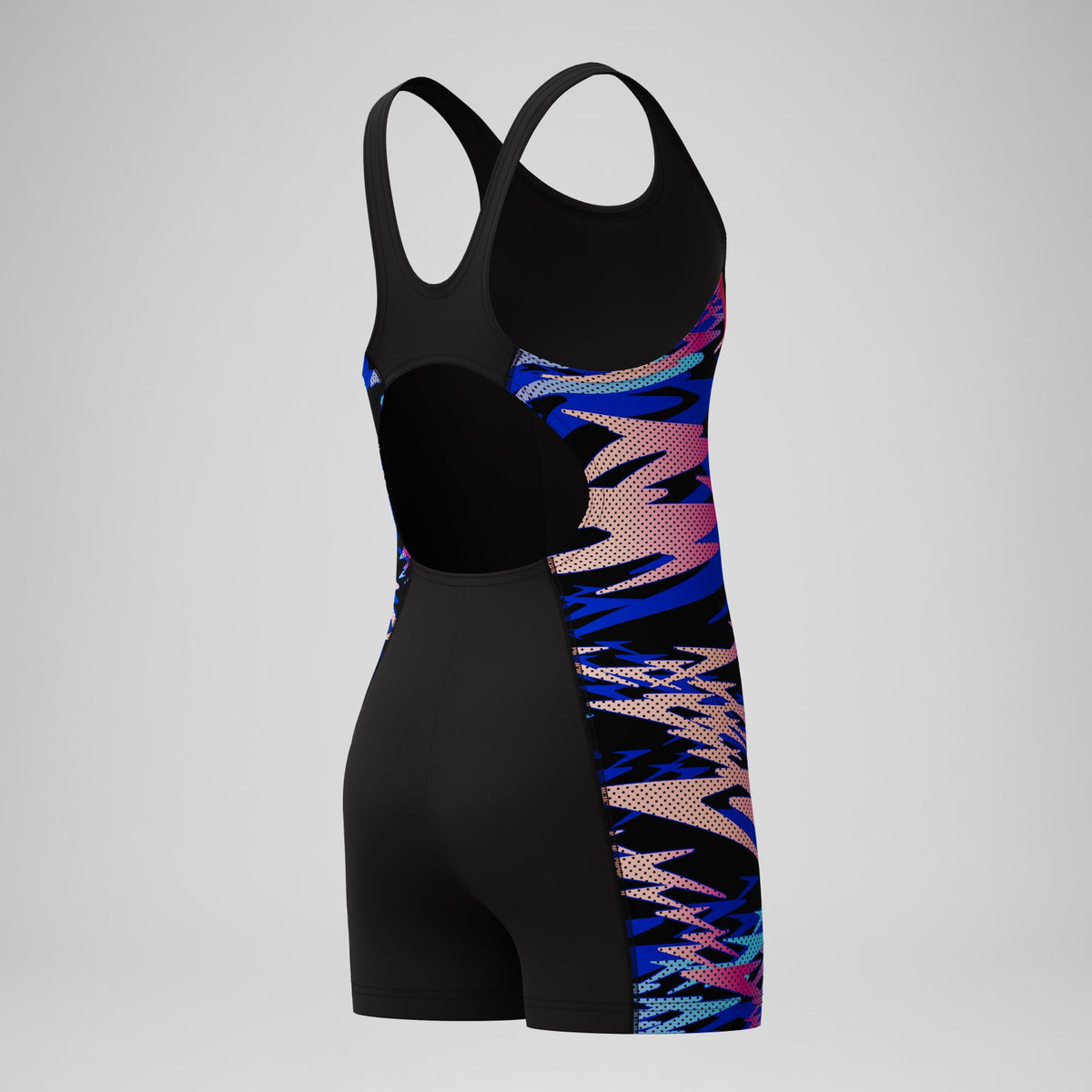 Girls Hyperboom Splice Muscleback Legsuit Black/Pink | Speedo