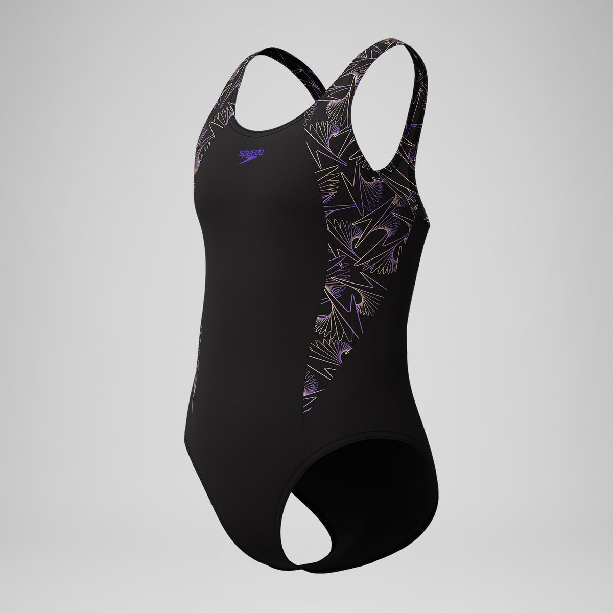 Girls Hyperboom Splice Muscleback Swimsuit Black/Peach | Speedo