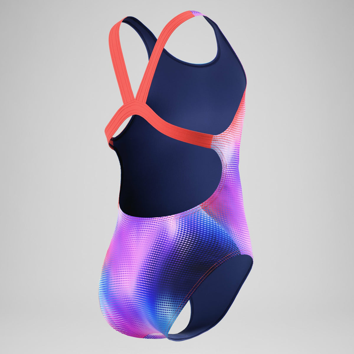 Girls Printed Leaderback Swimsuit Navy/Pink | Speedo