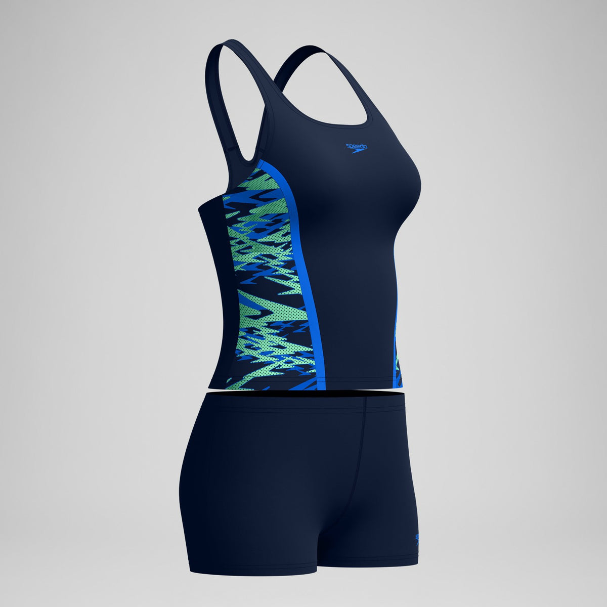 Hyperboom Splice Tankini Set Navy/Green | Speedo