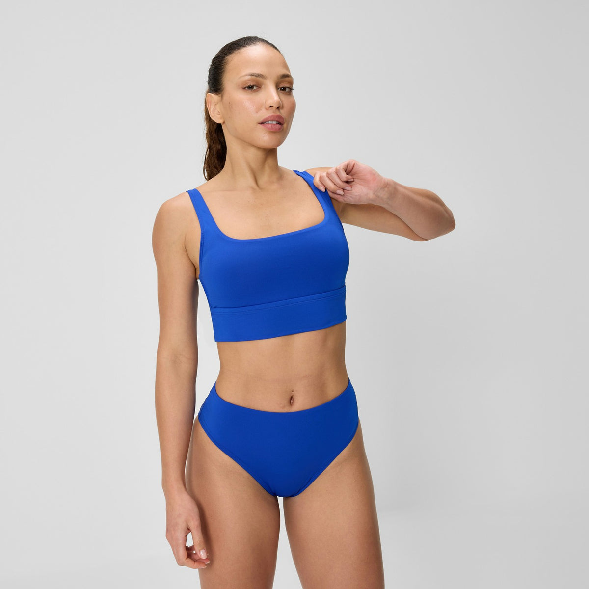 Solid Square Neck Bikini Top Blue | Speedo