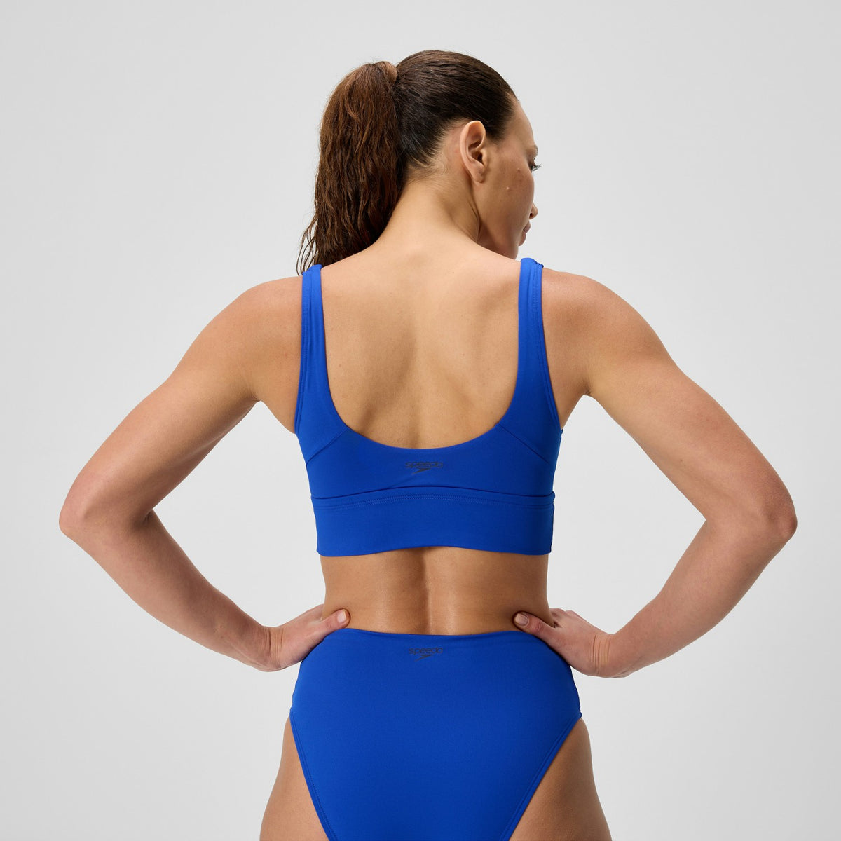 Solid Square Neck Bikini Top Blue | Speedo