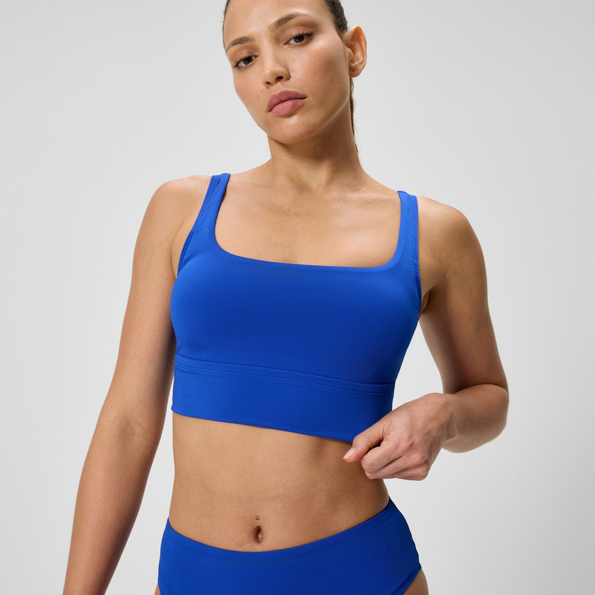 Solid Square Neck Bikini Top Blue | Speedo