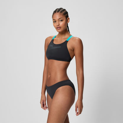 Boom Solid Leaderback Bikini Set Black/Turquoise | Speedo