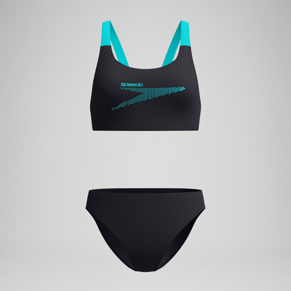 Boom Solid Leaderback Bikini Set Black/Turquoise | Speedo