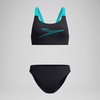 Boom Solid Leaderback Bikini Set Black/Turquoise | Speedo