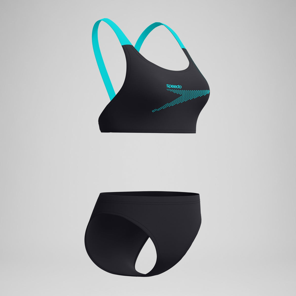 Boom Solid Leaderback Bikini Set Black/Turquoise | Speedo