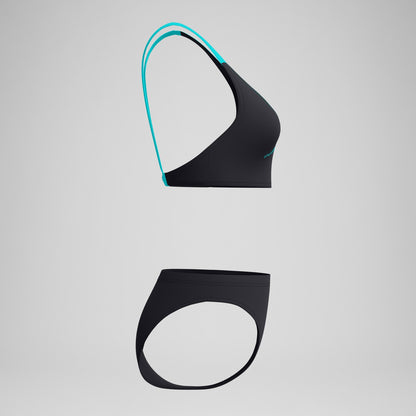 Boom Solid Leaderback Bikini Set Black/Turquoise | Speedo