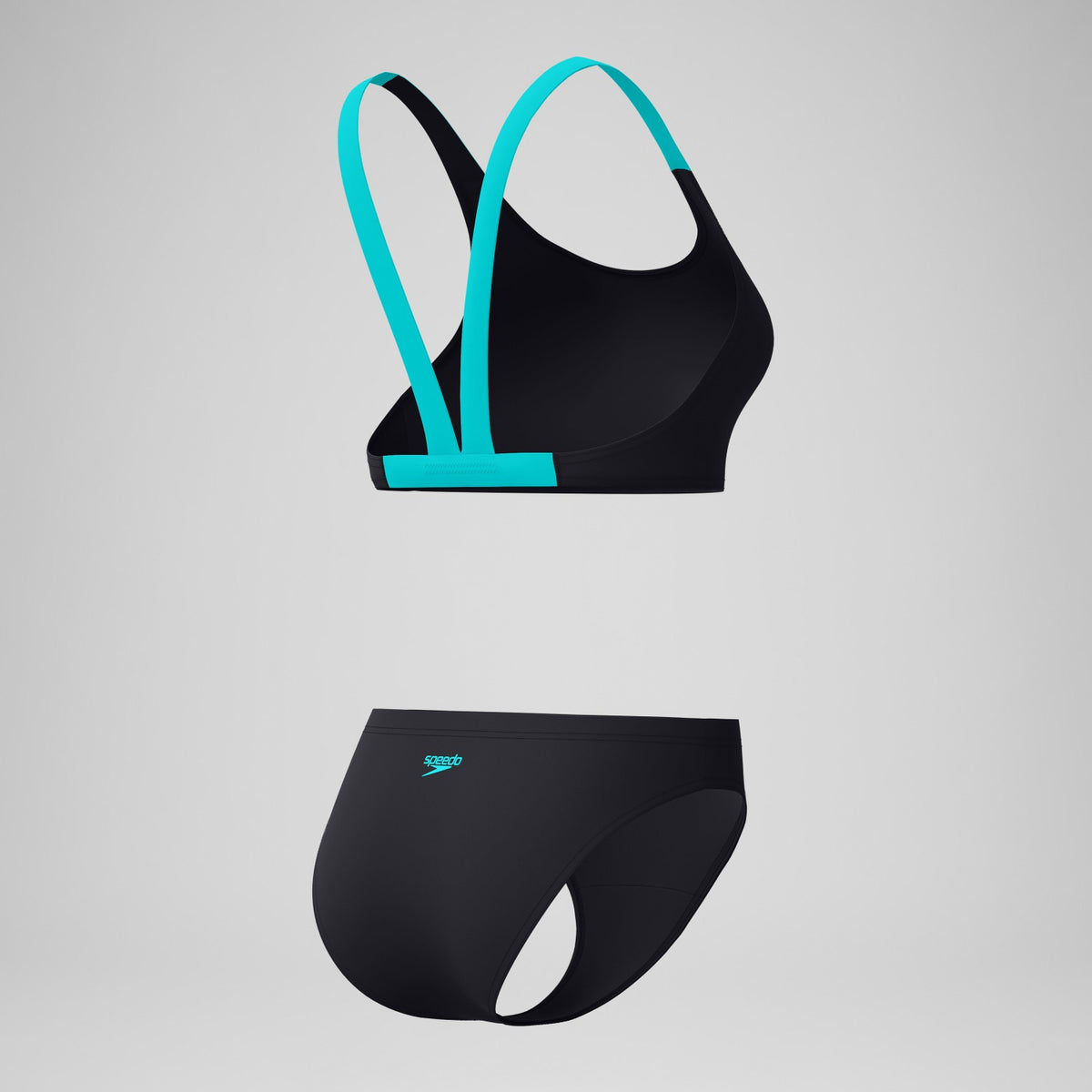 Boom Solid Leaderback Bikini Set Black/Turquoise | Speedo