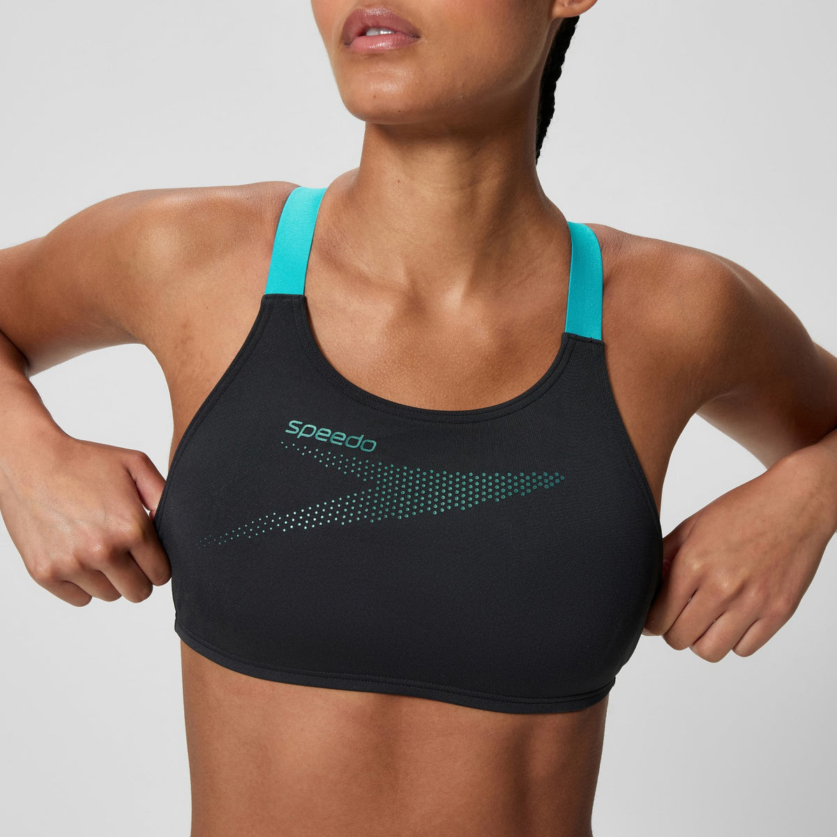 Boom Solid Leaderback Bikini Set Black/Turquoise | Speedo