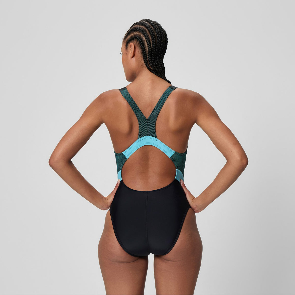 Quantum Rib Splice Swimsuit Black/Blue | Speedo