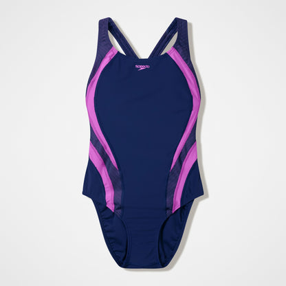 Quantum Rib Splice Swimsuit Navy/Pink | Speedo