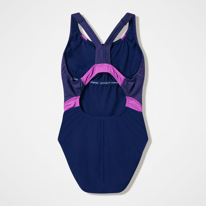 Quantum Rib Splice Swimsuit Navy/Pink | Speedo