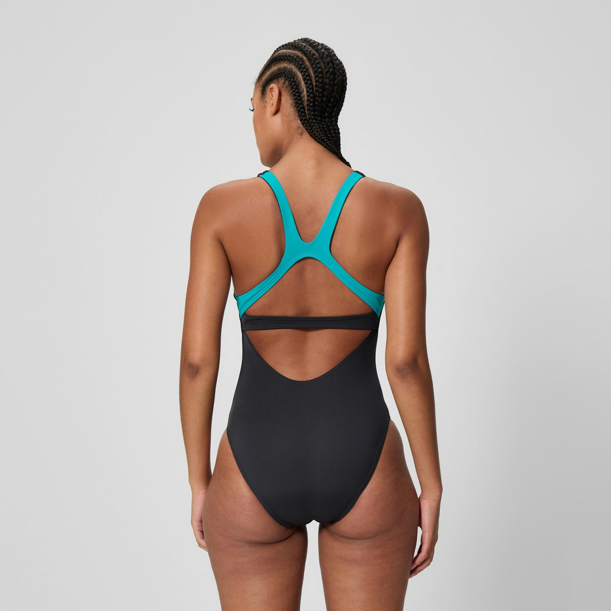 Solid Flex Band Swimsuit Black/Turquoise | Speedo