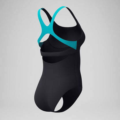 Solid Flex Band Swimsuit Black/Turquoise | Speedo
