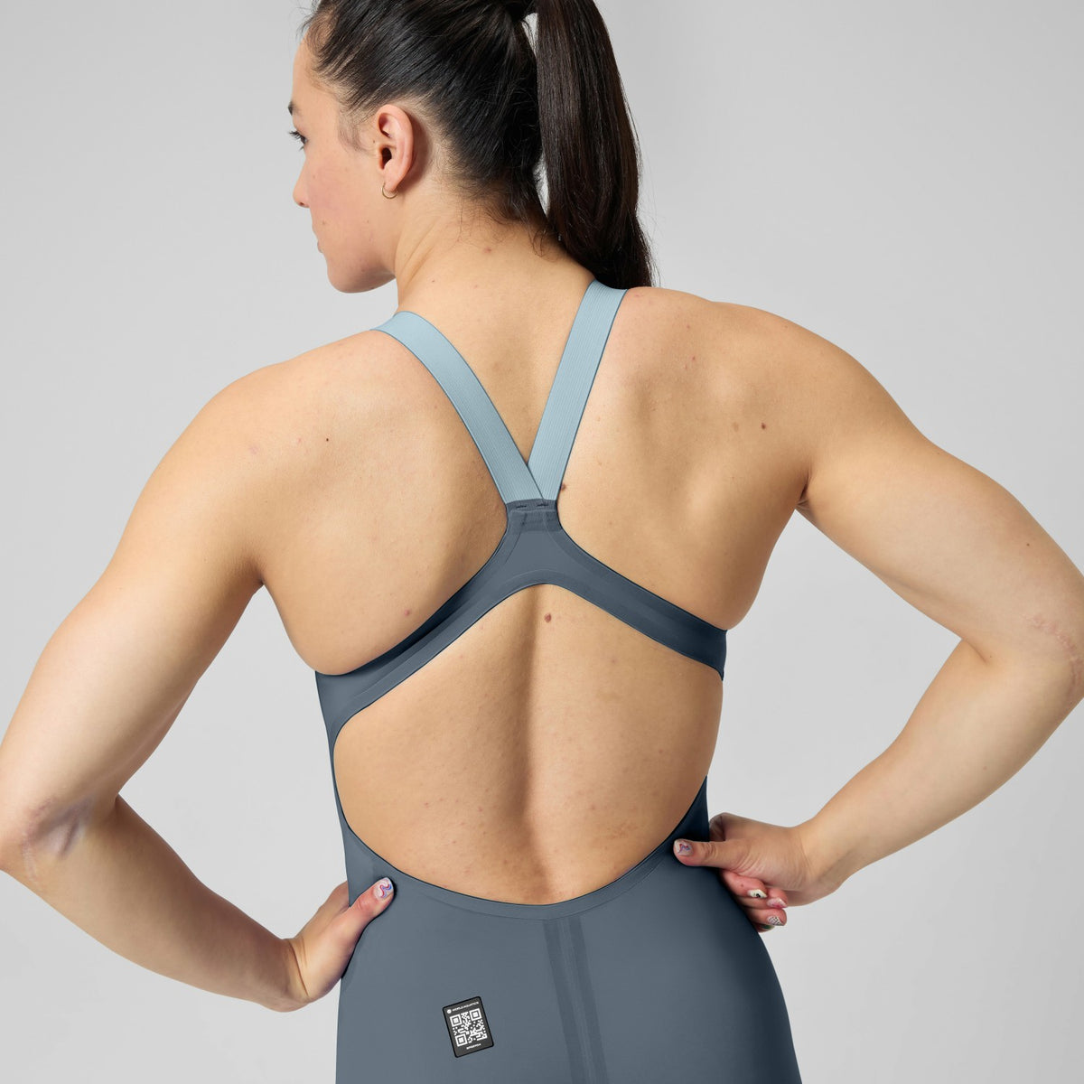 Fastskin LZR Pure Valor 2.0 Openback Kneeskin Grey/Blue | Speedo