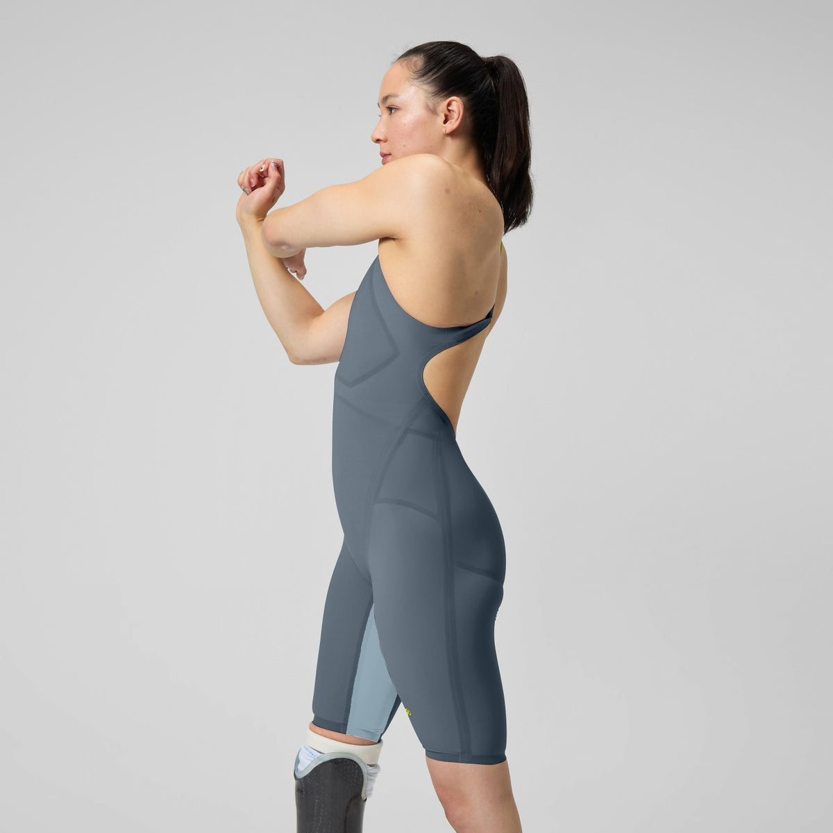 Fastskin LZR Pure Valor 2.0 Openback Kneeskin Grey/Blue | Speedo