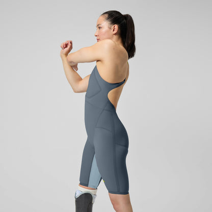 Fastskin LZR Pure Valor 2.0 Openback Kneeskin Grey/Blue | Speedo