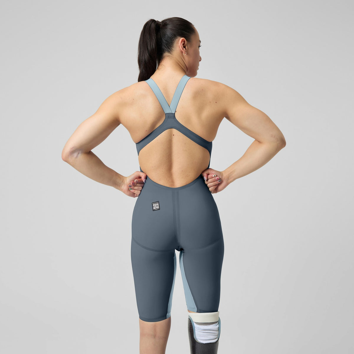 Fastskin LZR Pure Valor 2.0 Openback Kneeskin Grey/Blue | Speedo