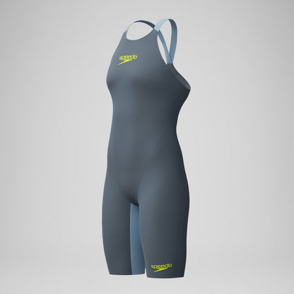 Fastskin LZR Pure Valor 2.0 Openback Kneeskin Grey/Blue | Speedo