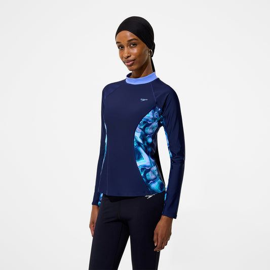 Modern Coverage Printed Long Sleeve Rashguard Navy | Speedo