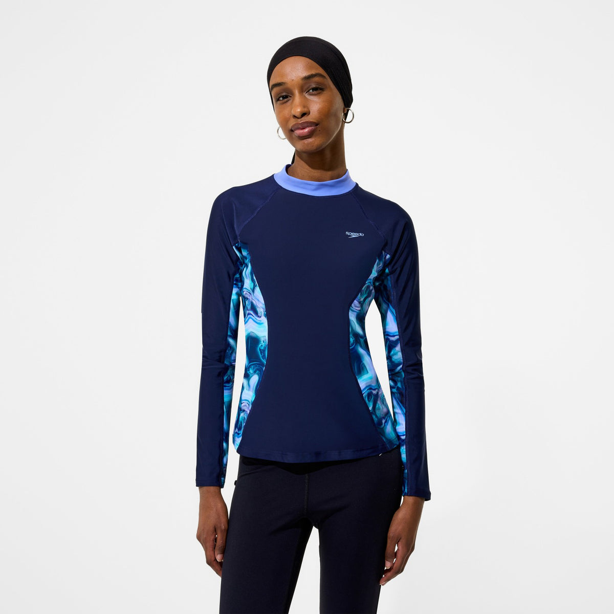 Modern Coverage Printed Long Sleeve Rashguard Navy | Speedo