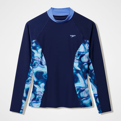 Modern Coverage Printed Long Sleeve Rashguard Navy | Speedo