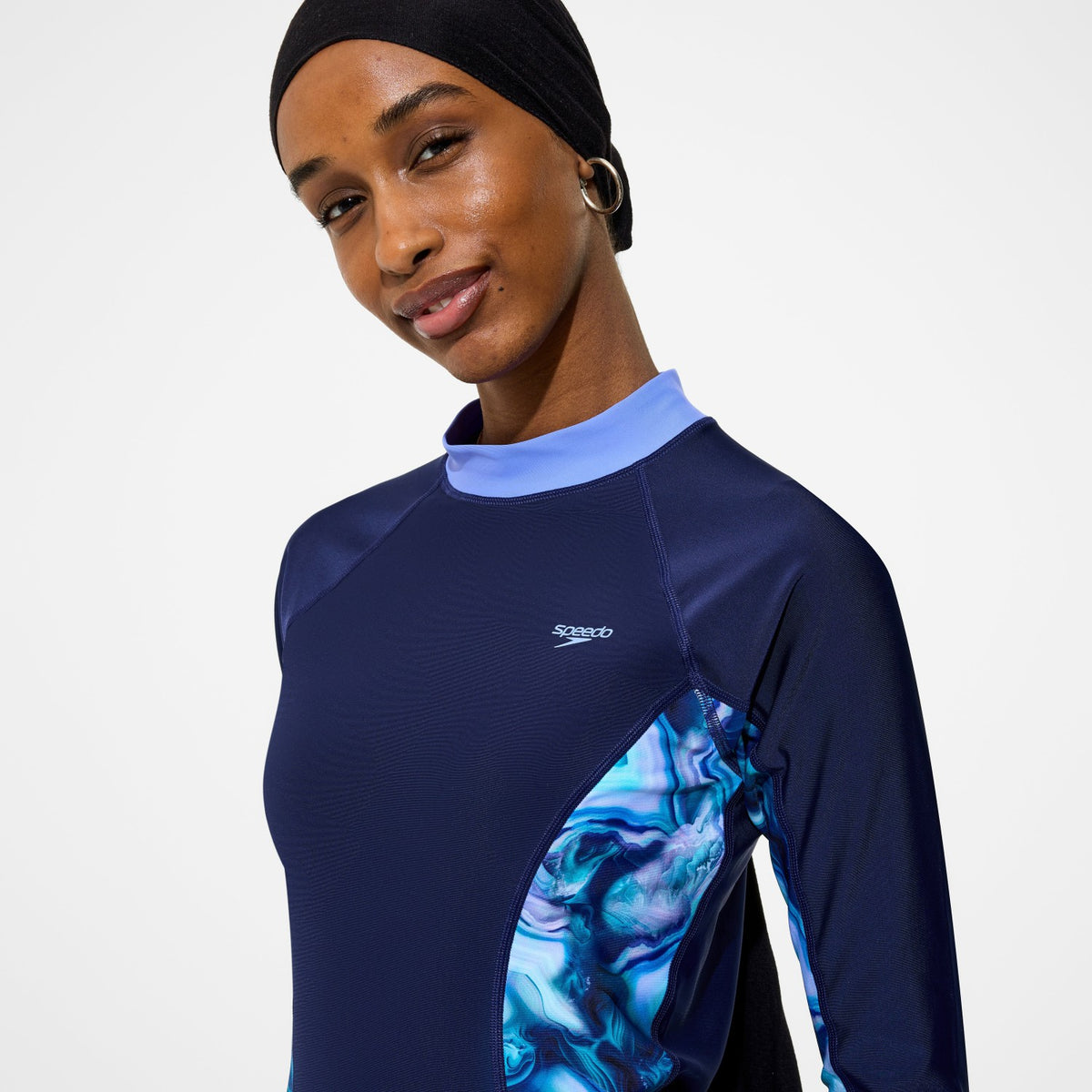 Modern Coverage Printed Long Sleeve Rashguard Navy | Speedo