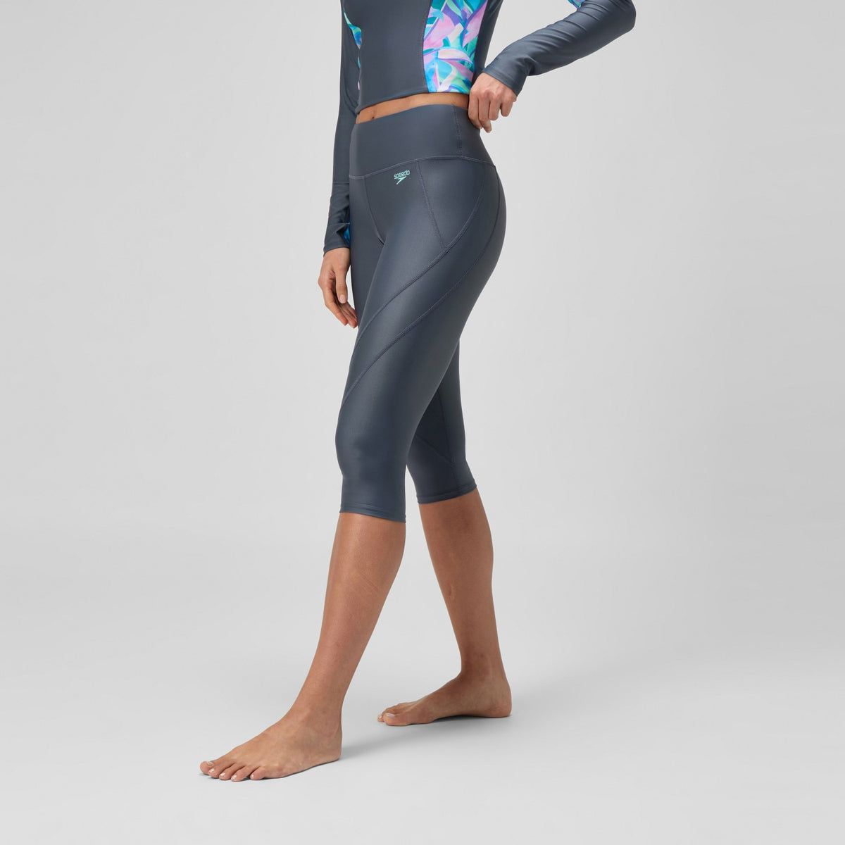 Solid Panel 3/4 Leggings Grey | Speedo