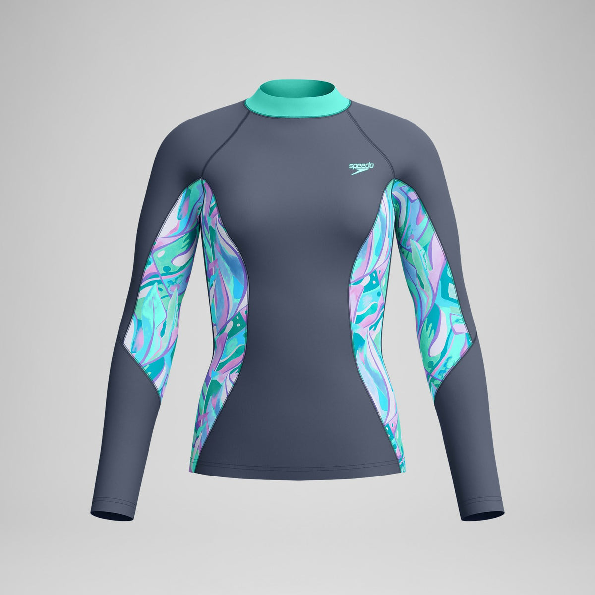 Long Sleeve Rashguard Grey/Turquoise | Speedo
