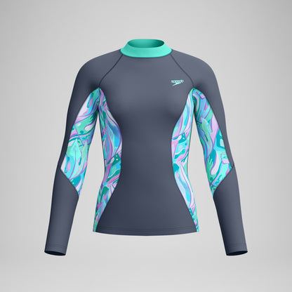 Long Sleeve Rashguard Grey/Turquoise | Speedo