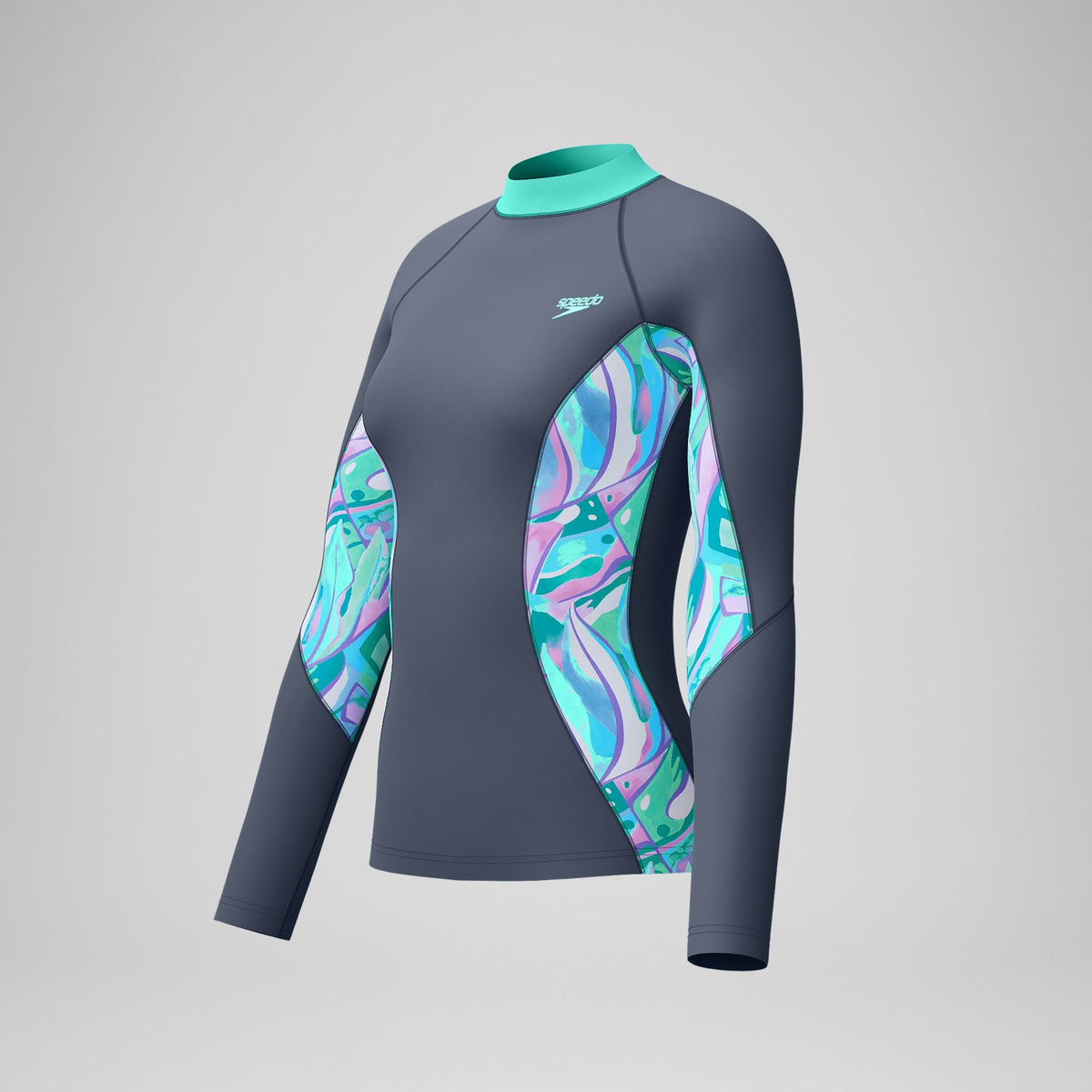 Long Sleeve Rashguard Grey/Turquoise | Speedo