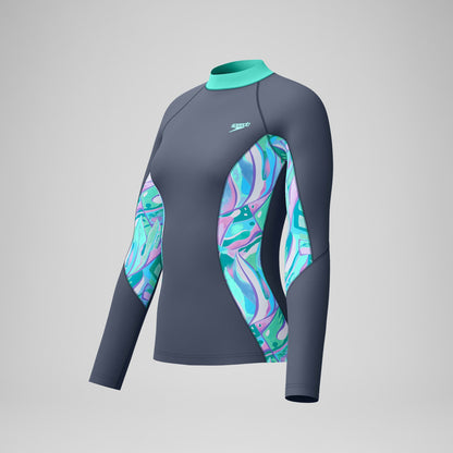 Long Sleeve Rashguard Grey/Turquoise | Speedo