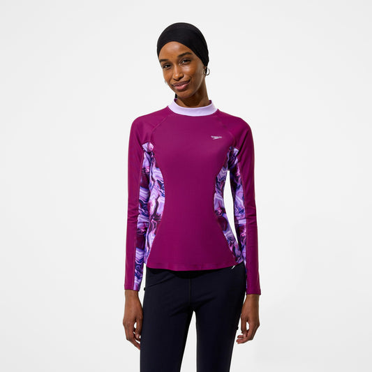 Modern Coverage Printed Long Sleeve Rashguard Dark Pink | Speedo