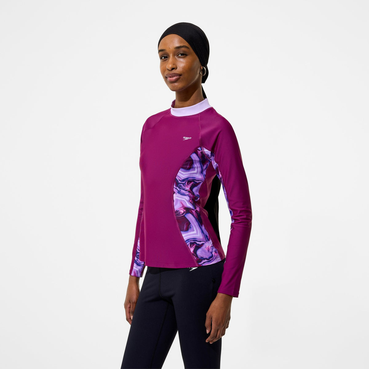 Modern Coverage Printed Long Sleeve Rashguard Dark Pink | Speedo