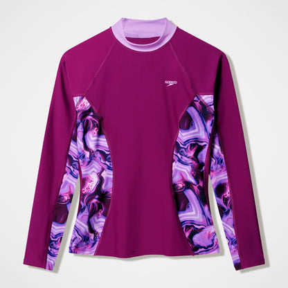 Modern Coverage Printed Long Sleeve Rashguard Dark Pink | Speedo