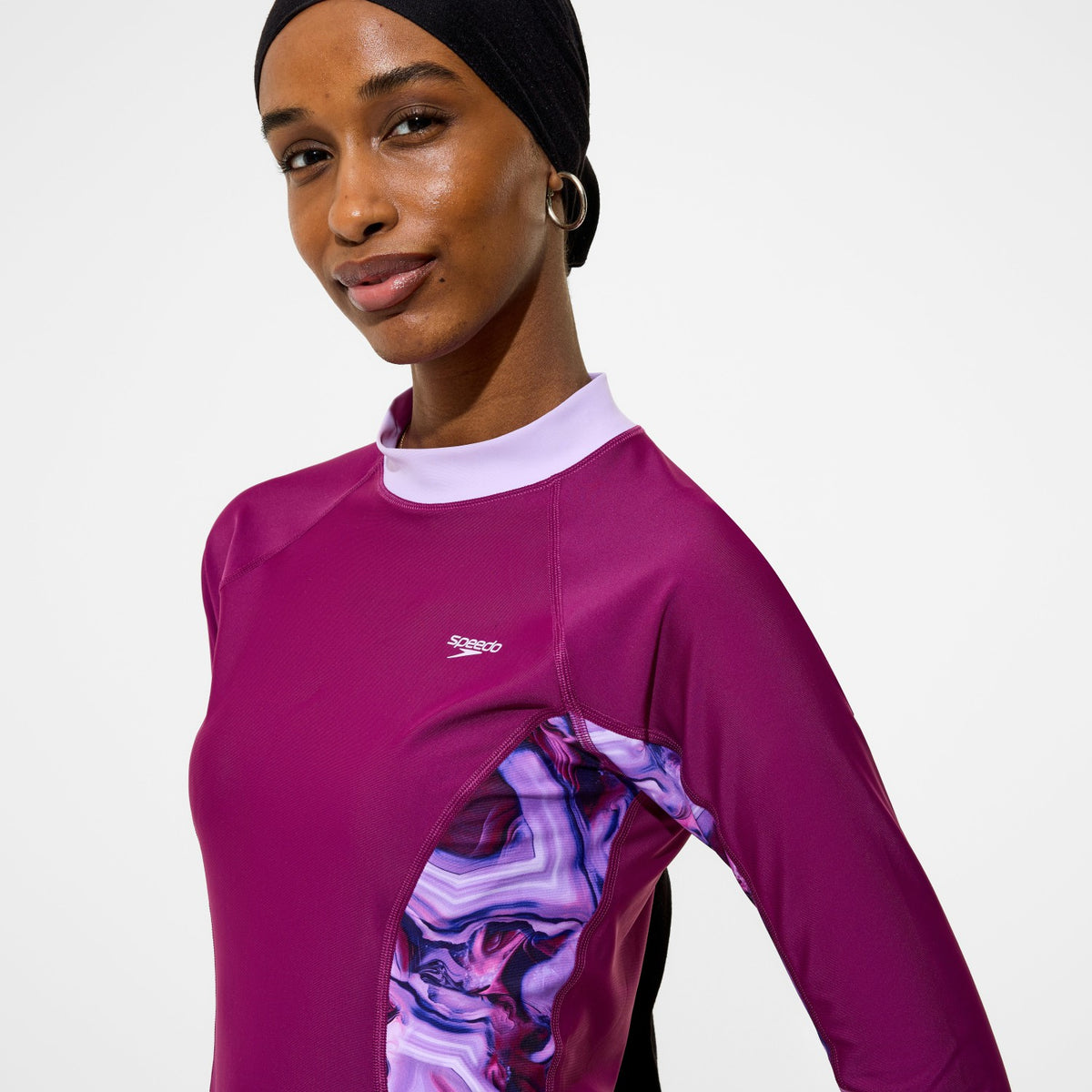 Modern Coverage Printed Long Sleeve Rashguard Dark Pink | Speedo
