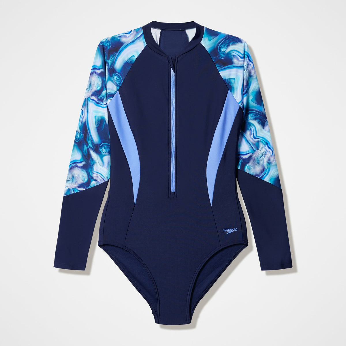 Modern Coverage Printed Long Sleeve Swimsuit Navy | Speedo