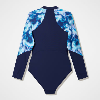 Modern Coverage Printed Long Sleeve Swimsuit Navy | Speedo
