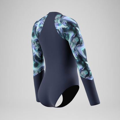 Modern Coverage Printed Long Sleeve Swimsuit Navy | Speedo
