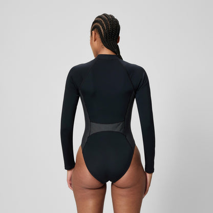 Scuba Flex Long Sleeve Zip Swimsuit Black/Green | Speedo