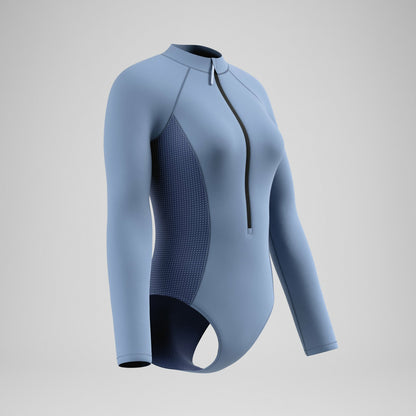 Scuba Flex Long Sleeve Zip Swimsuit Grey/Blue | Speedo