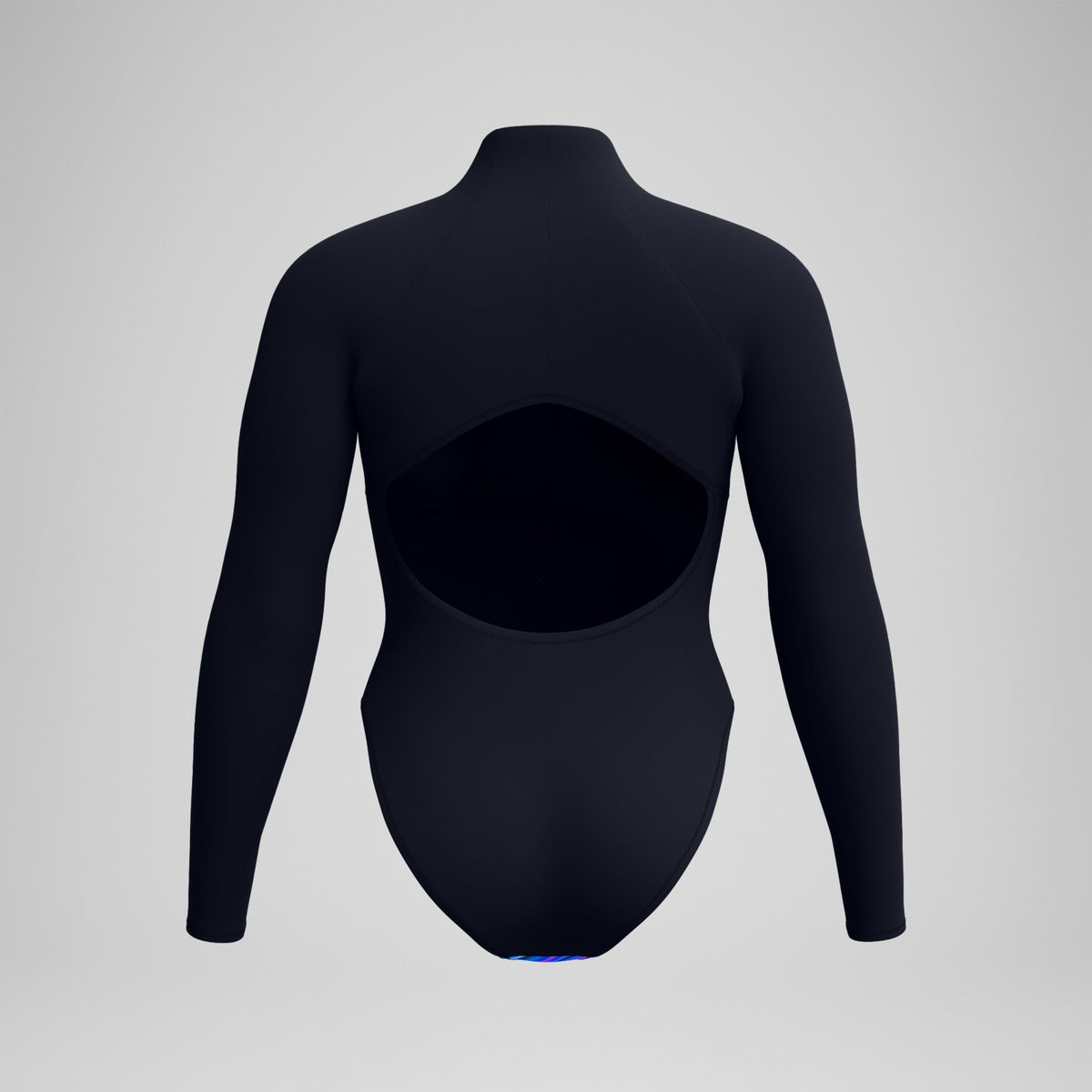Printed Long Sleeve Zip One Piece Black/Blue | Speedo