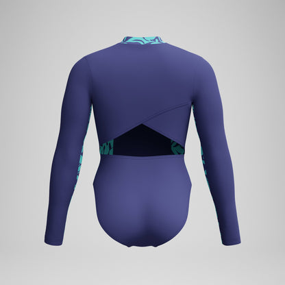Long Sleeve Panel Swimsuit Blue/Green | Speedo
