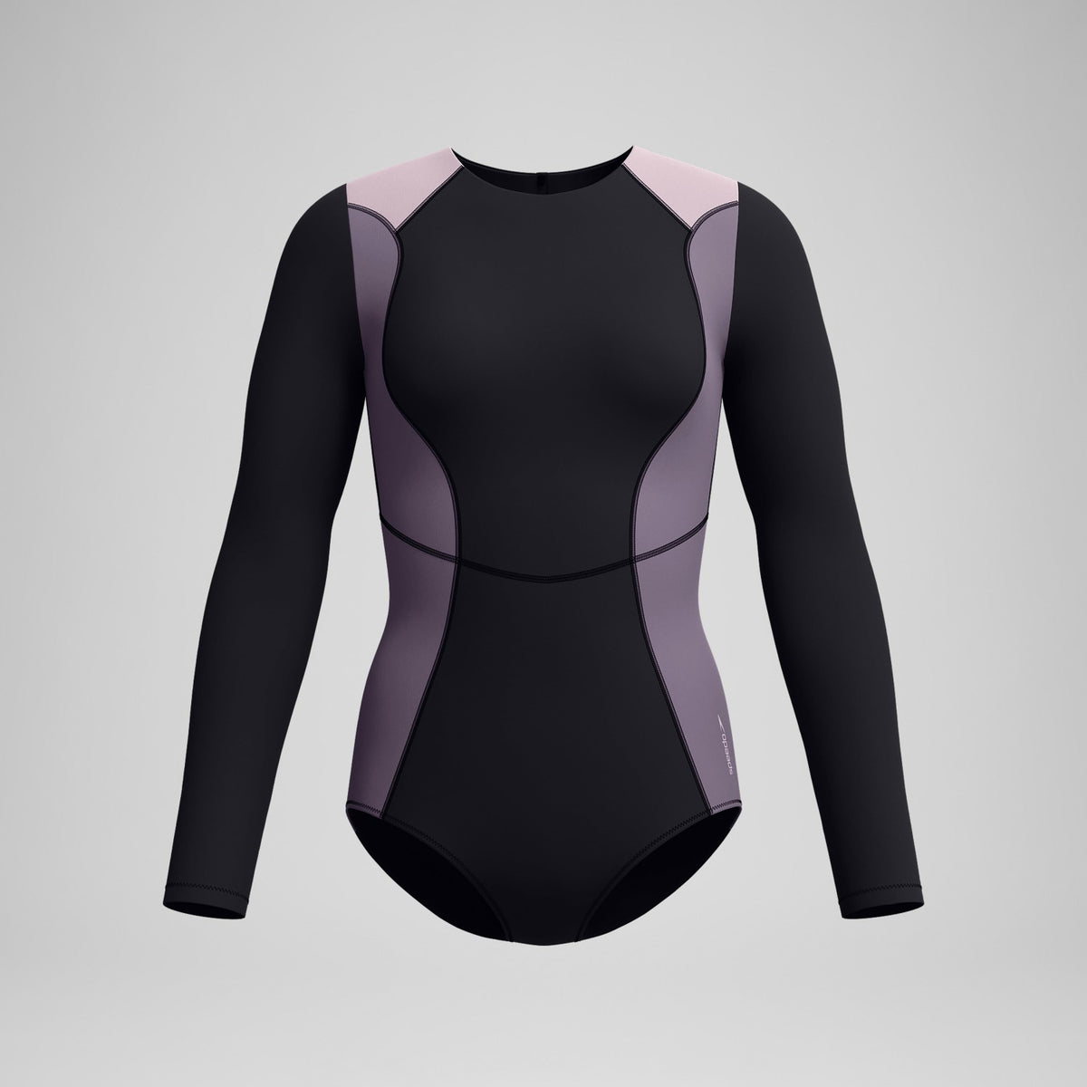 Long Sleeve Zip Back Swimsuit Black/Dark Grey | Speedo