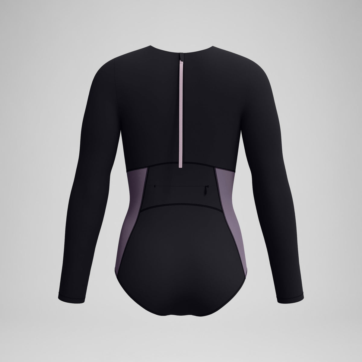 Long Sleeve Zip Back Swimsuit Black/Dark Grey | Speedo