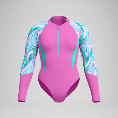 Printed Long Sleeve Swimsuit Pink | Speedo