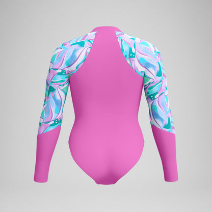 Printed Long Sleeve Swimsuit Pink | Speedo