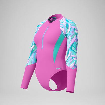Printed Long Sleeve Swimsuit Pink | Speedo
