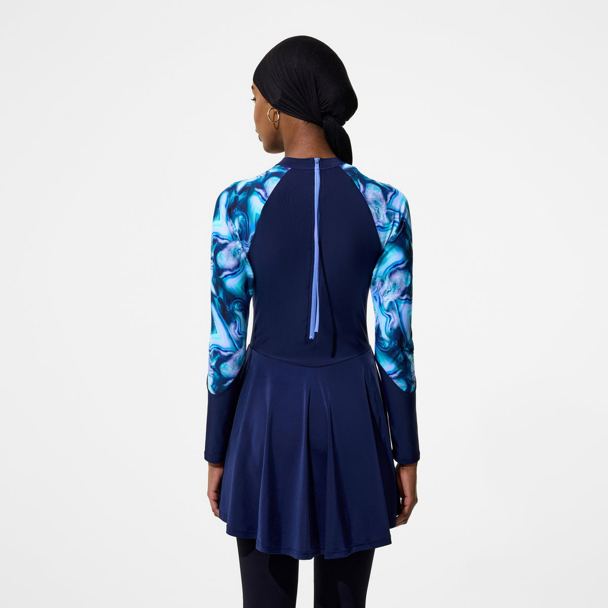 Modern Coverage Printed Long Sleeve Swim Dress Navy | Speedo